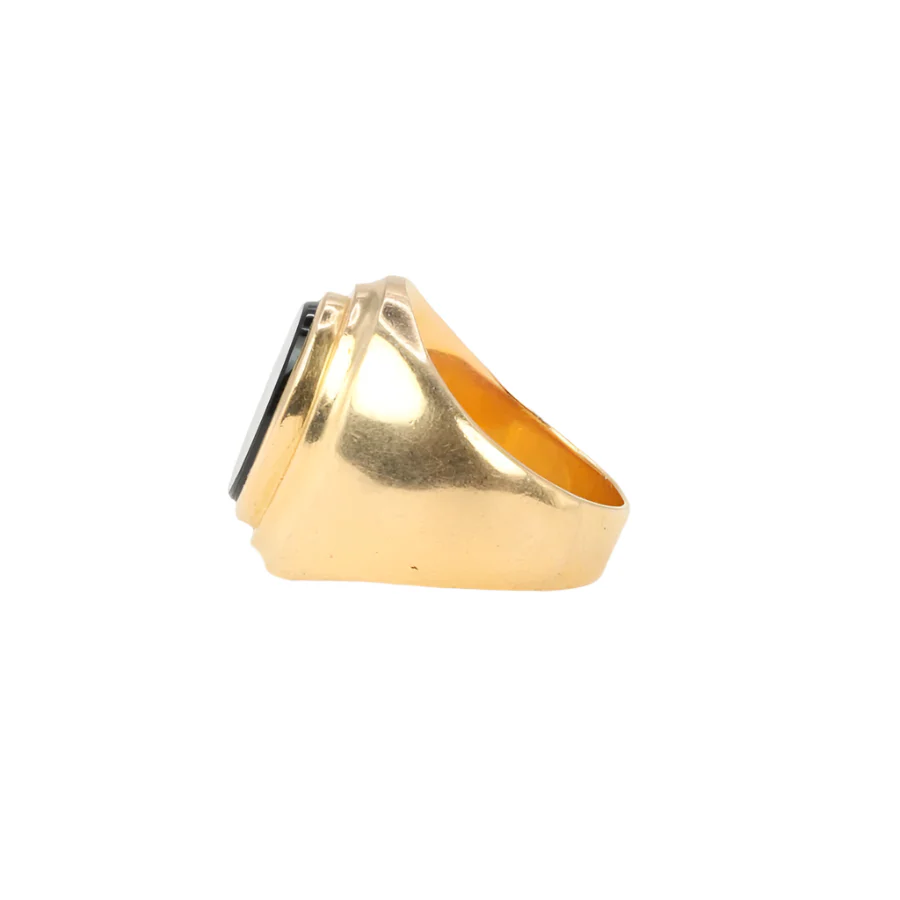Bague Chevalière Vintage en Or et Onyx - Image 6