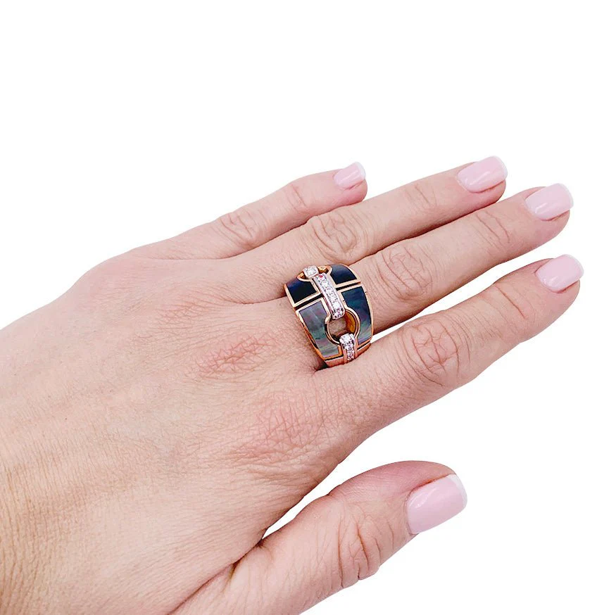 Bague Chimento or, nacre et diamants - Image 3