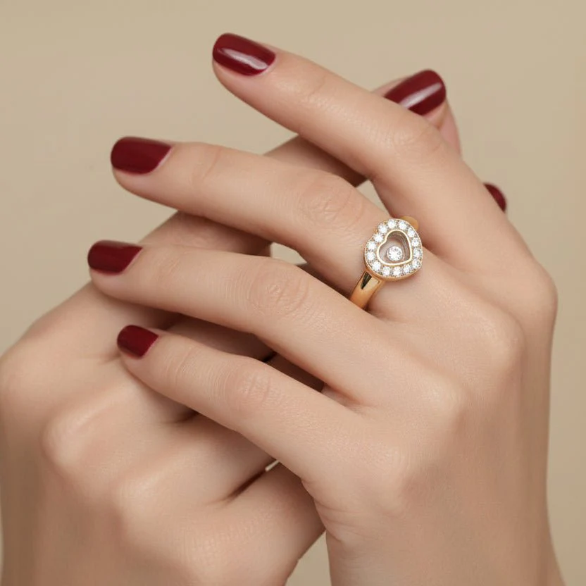 Bague CHOPARD Happy Diamond Coeur en or jaune et diamants - Image 7