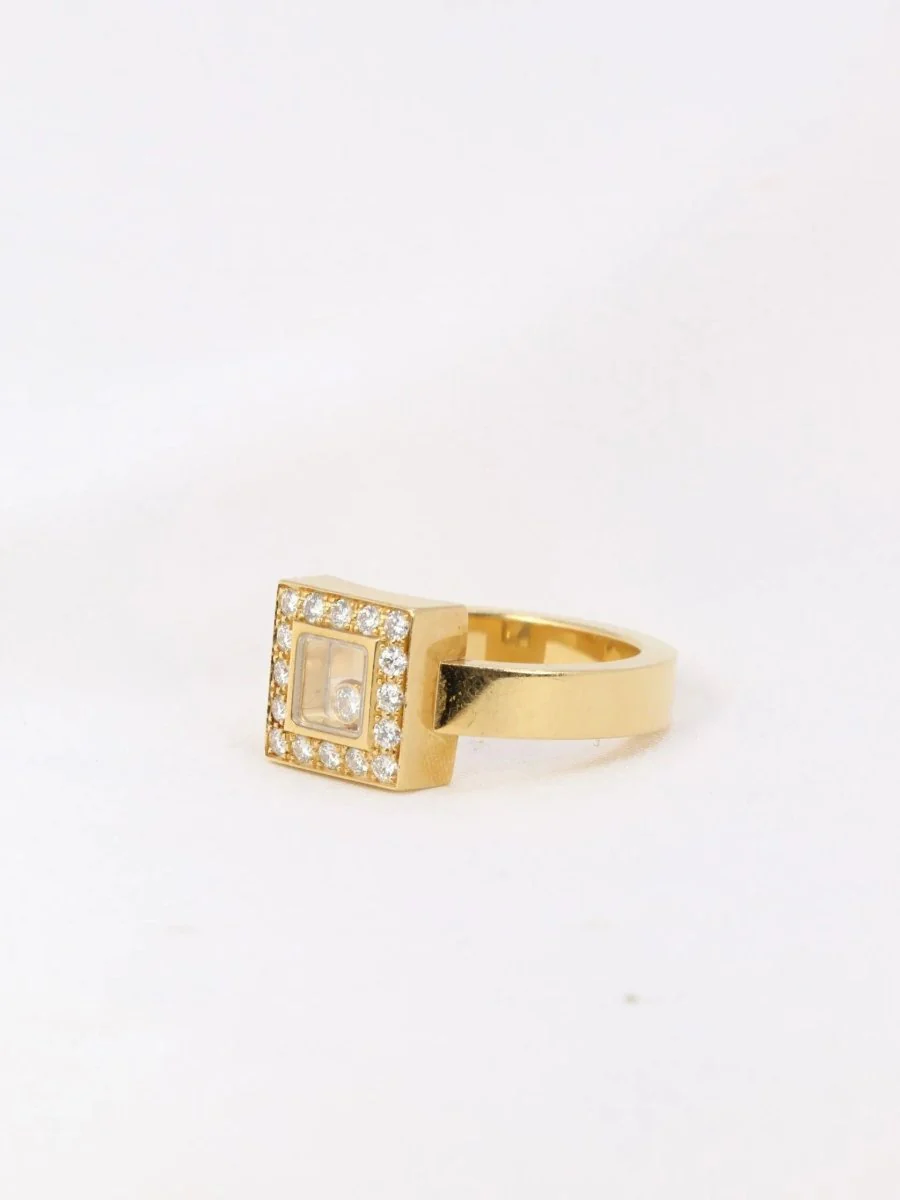 Bague Chopard Happy Diamonds carré en or et diamants - Image 3