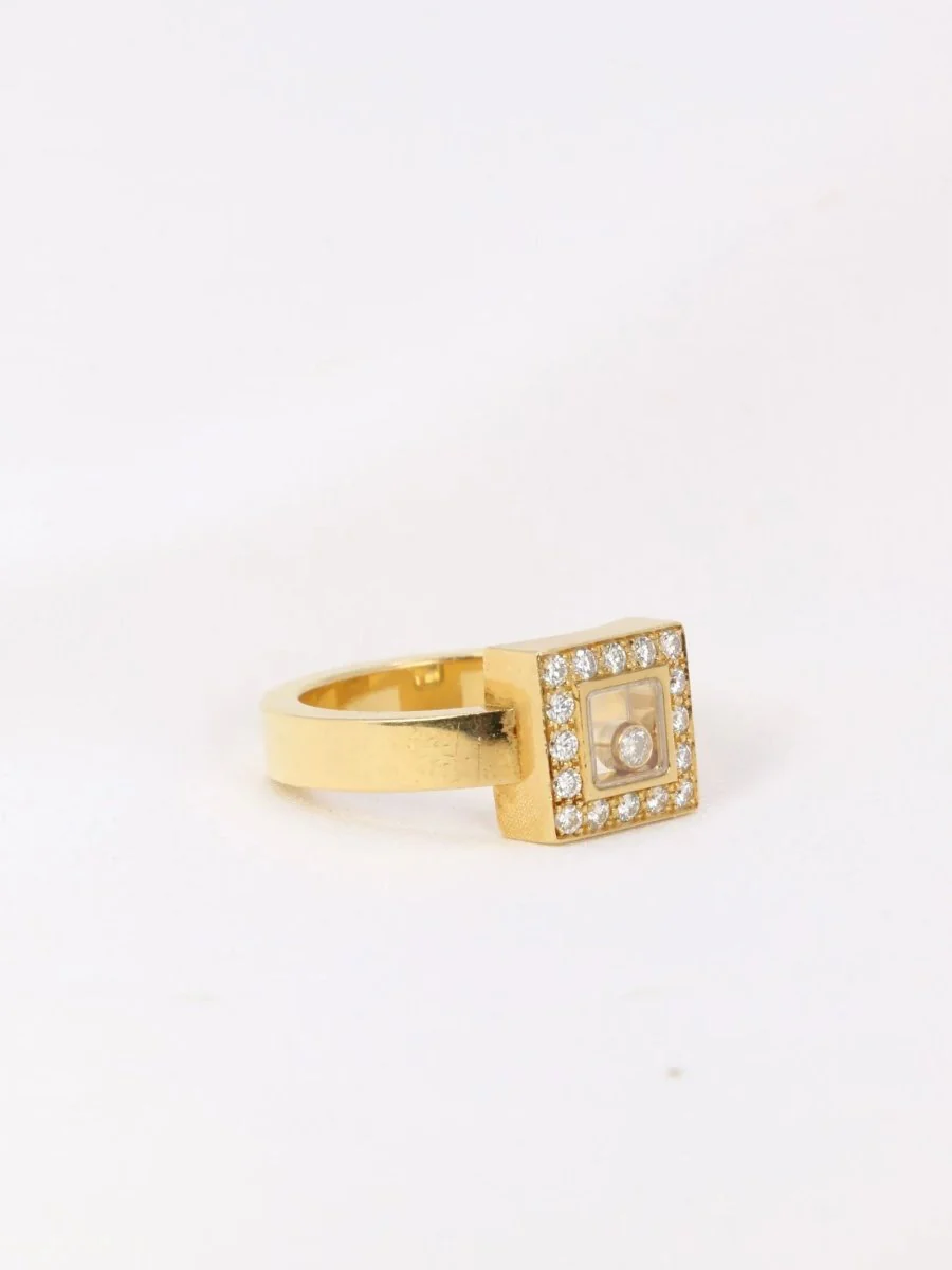 Bague Chopard Happy Diamonds carré en or et diamants - Image 7