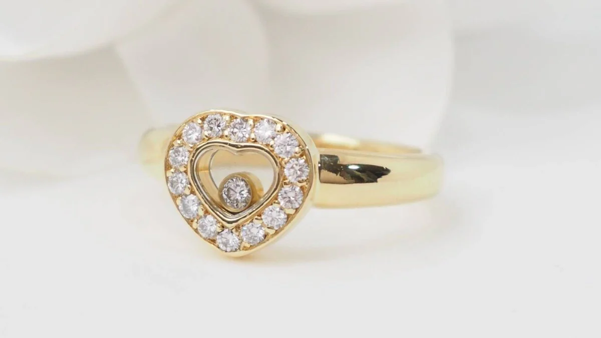 Bague CHOPARD Happy Diamonds motif cœur en or jaune et diamants - Image 3