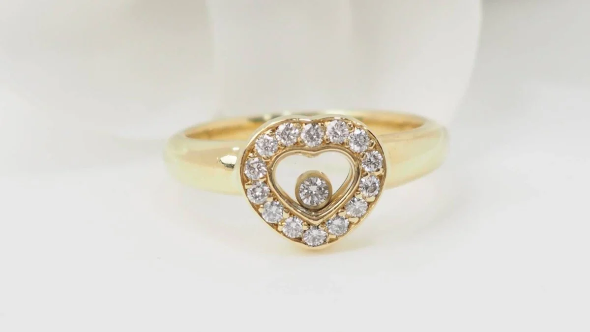 Bague CHOPARD Happy Diamonds motif cœur en or jaune et diamants - Image 6