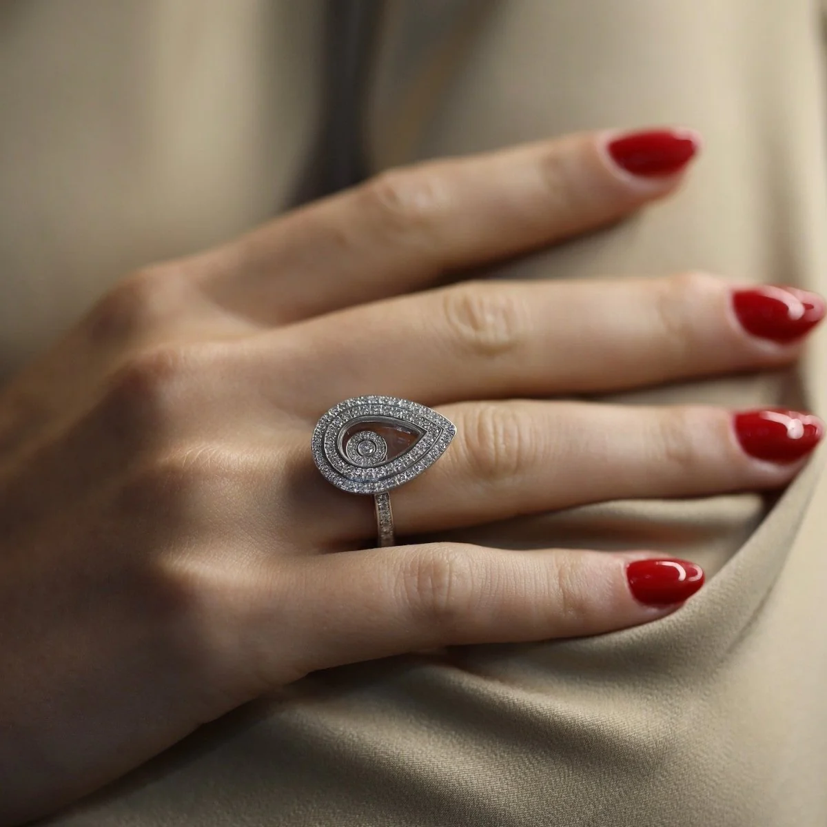 Bague Pavée CHOPARD "Happy Diamonds" en or blanc et diamants - Image 2