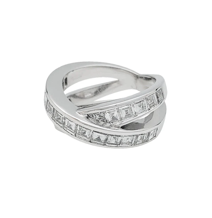 Bague CHOPARD or blanc, diamants carrés - Image 2
