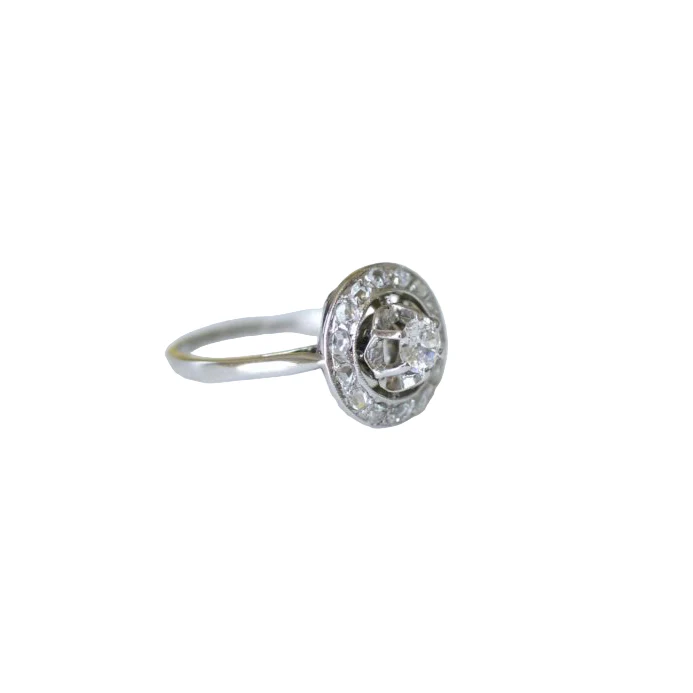 Bague en or blanc, platine, et diamants - Image 5