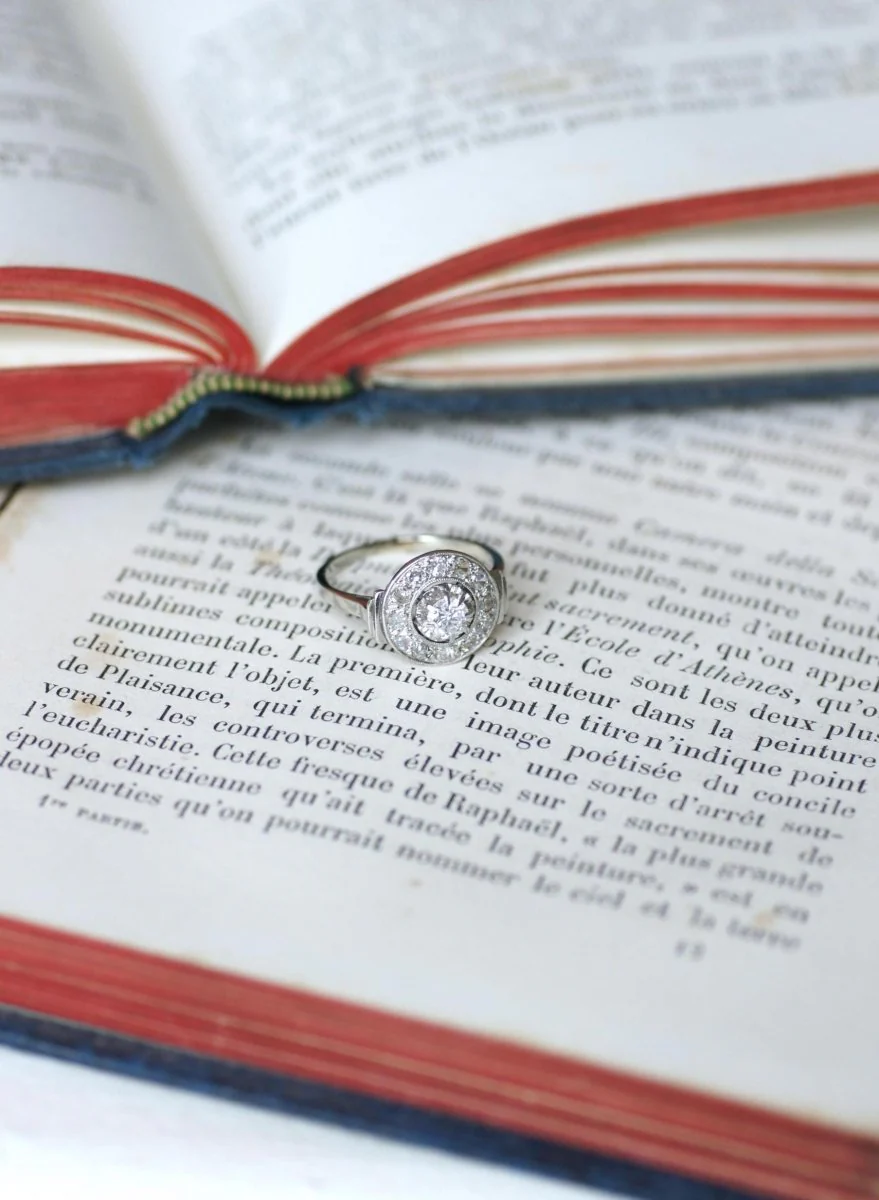 Bague Cible Art Déco Diamants 0,75 Ct sur Or blanc et Platine - Image 8
