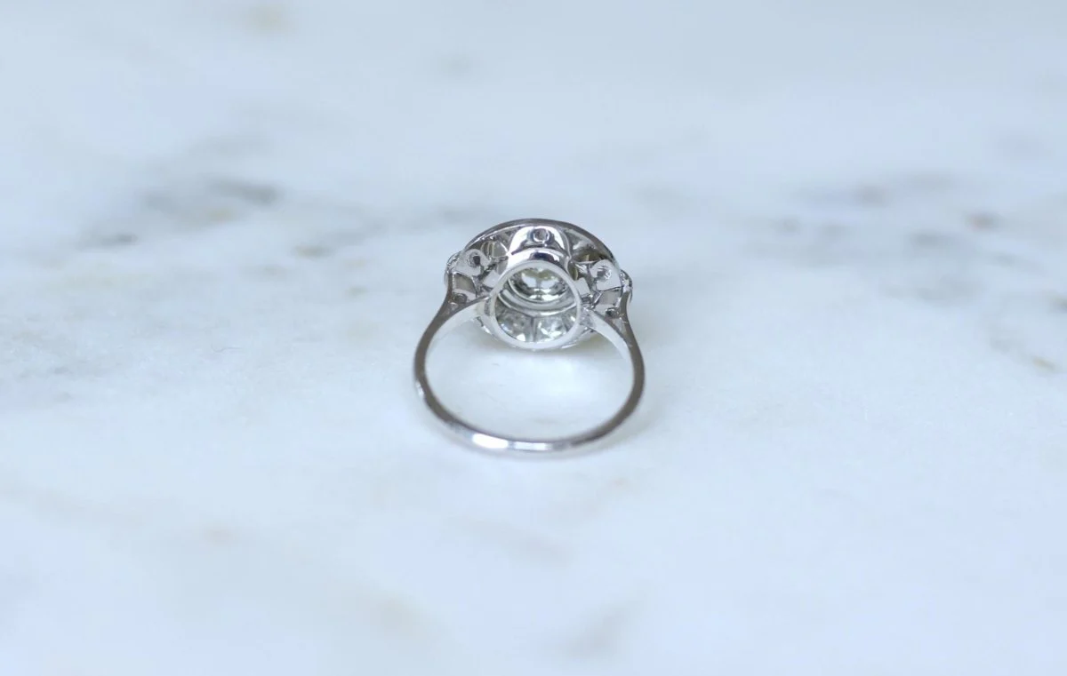 Bague Cible Art Déco Diamants 1,05 Cts sur Or blanc et Platine - Image 8