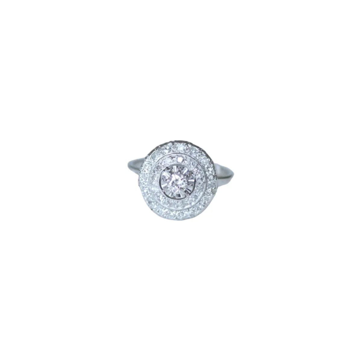 Bague en or blanc, platine, et diamants
