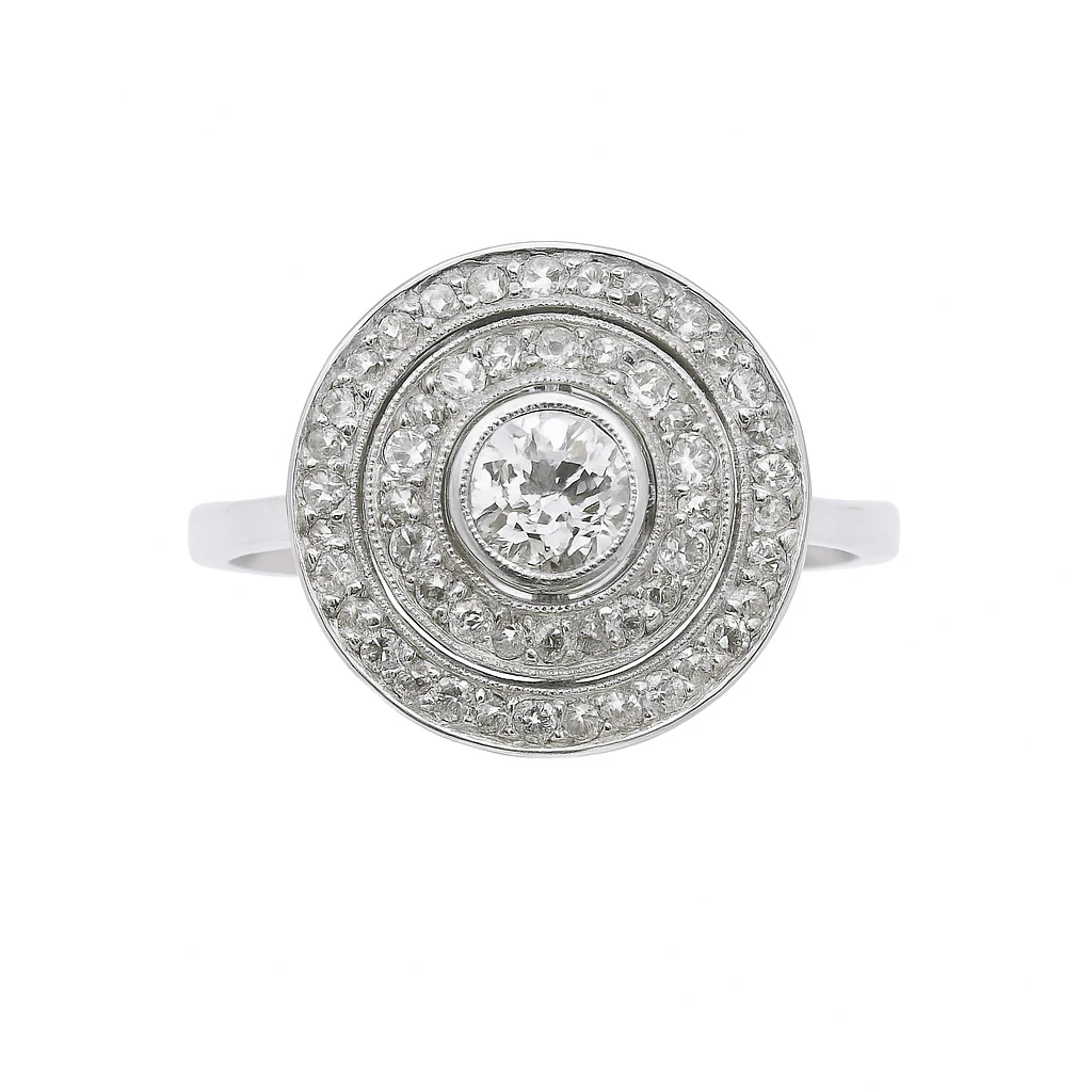 Bague Cible Art déco en platine et diamants