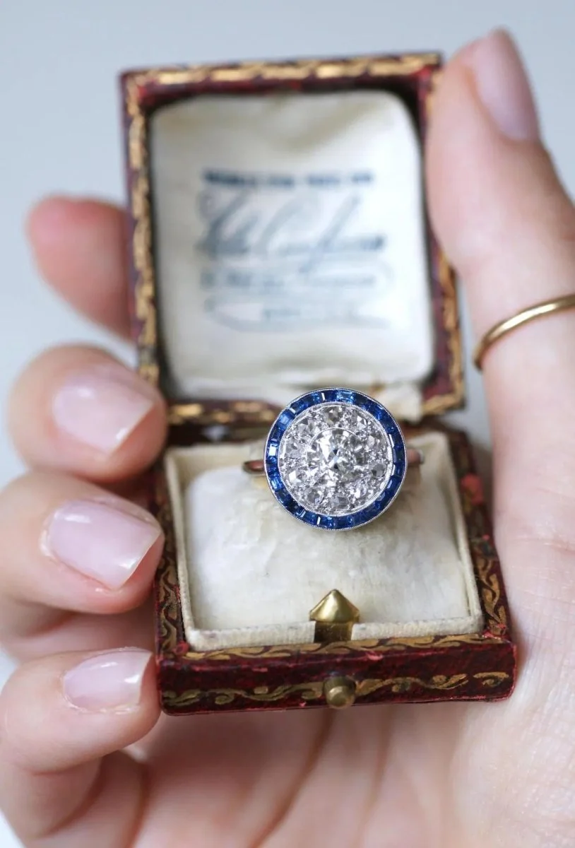 Bague Cible Art Deco Saphirs et Diamants
