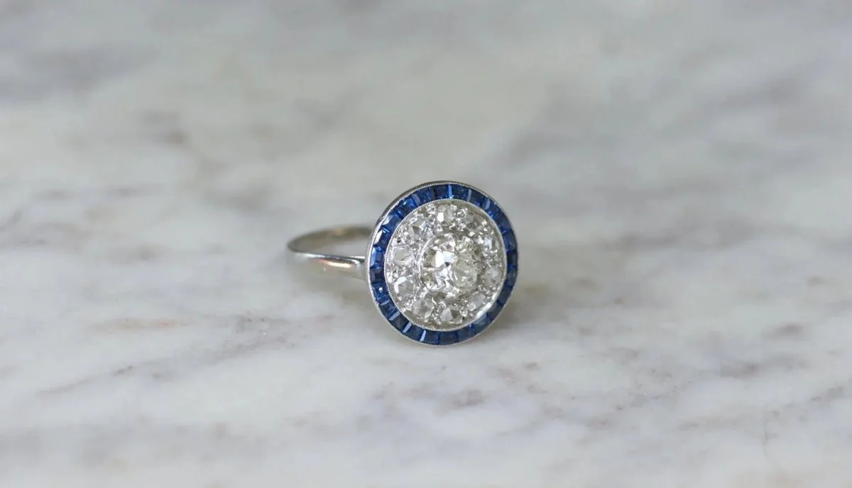Bague Cible Art Deco Saphirs et Diamants - Image 7