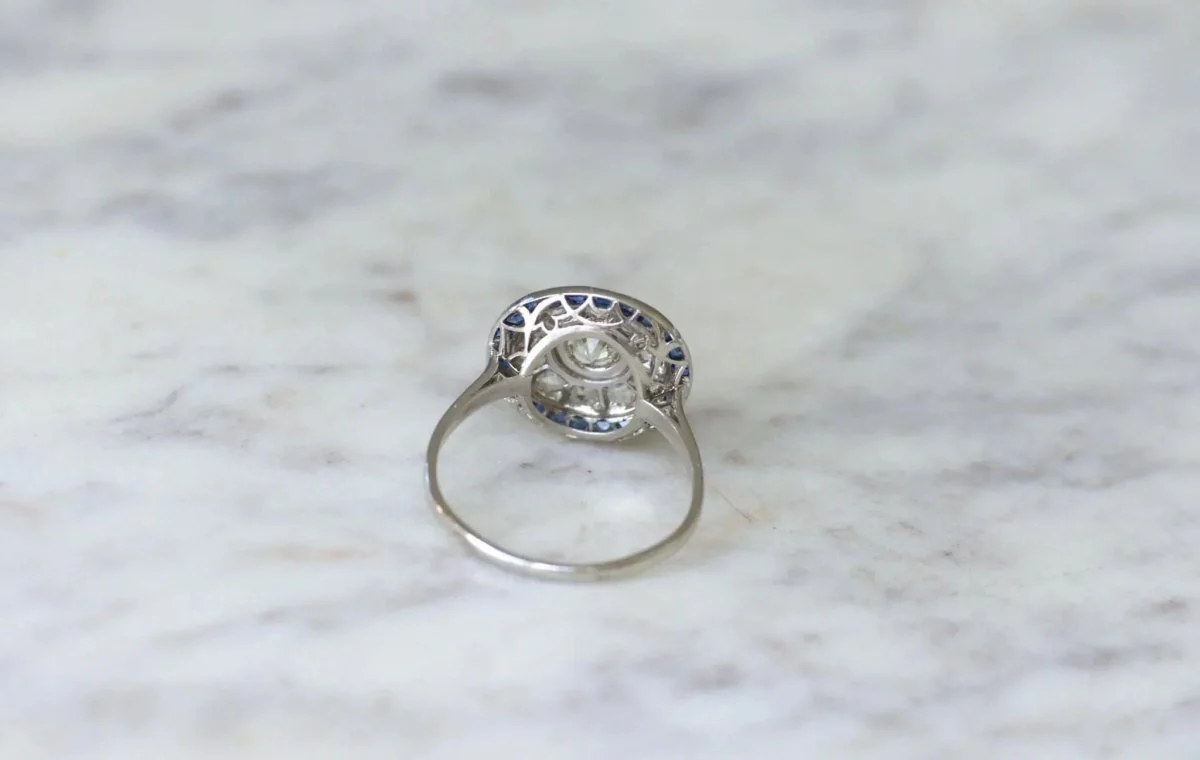 Bague Cible Art Deco Saphirs et Diamants - Image 9