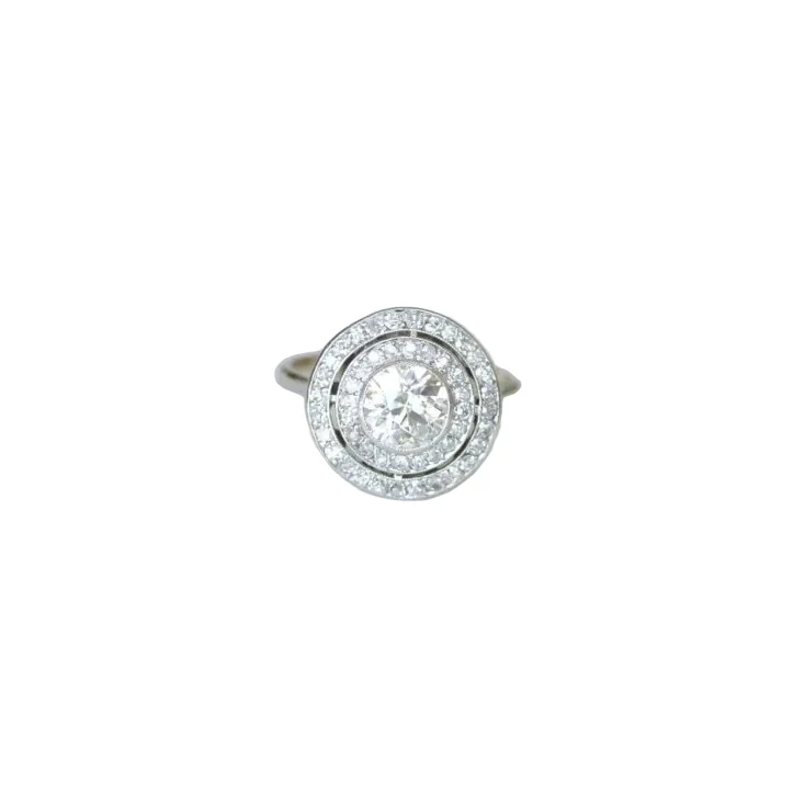 Bague Cible Ronde Art Deco Diamants 1,97 Cts