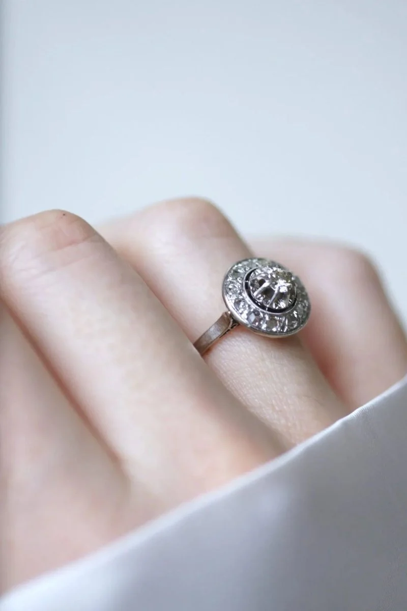 Bague cible ronde Art Déco diamants - Image 2