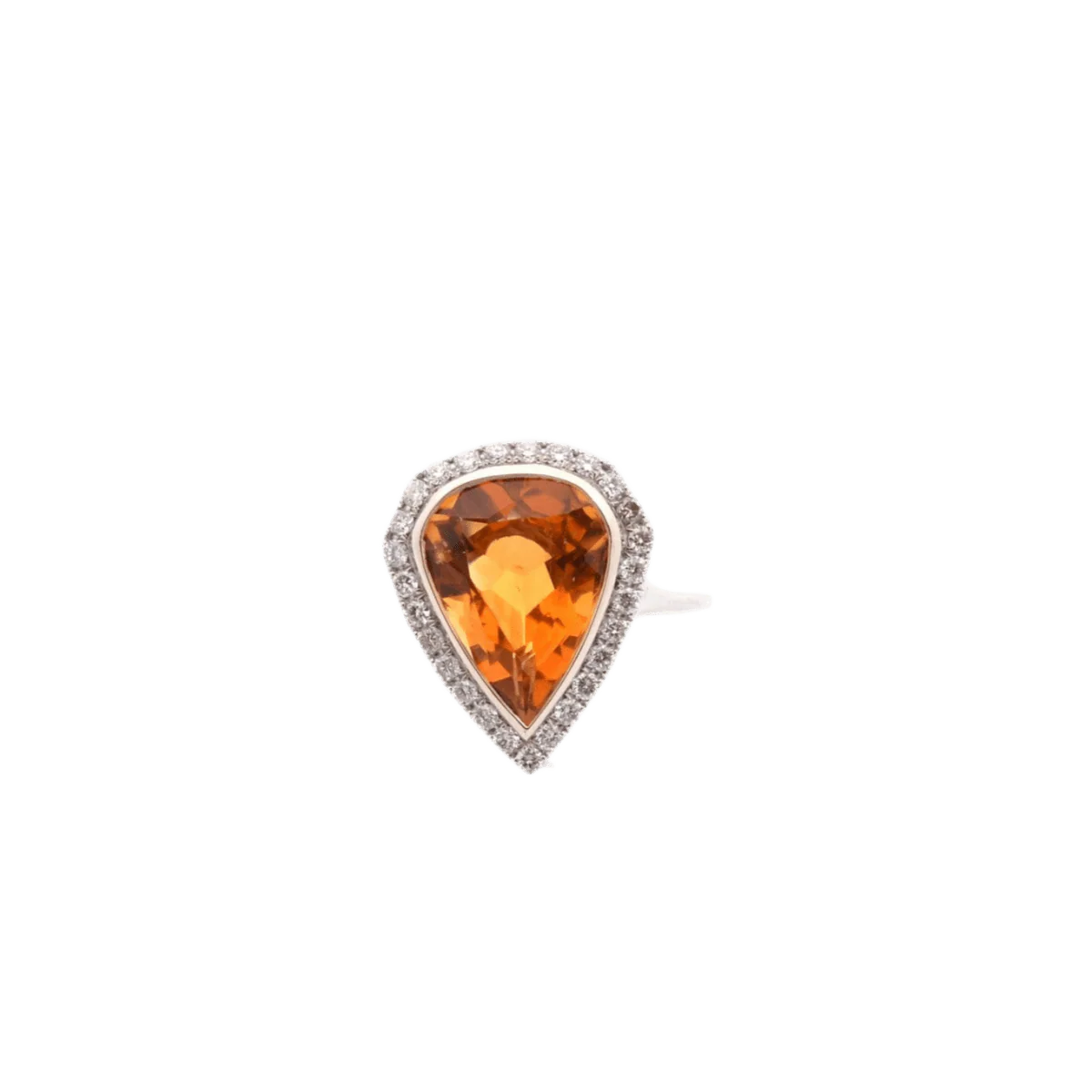 Bague en or blanc, citrine et diamants
