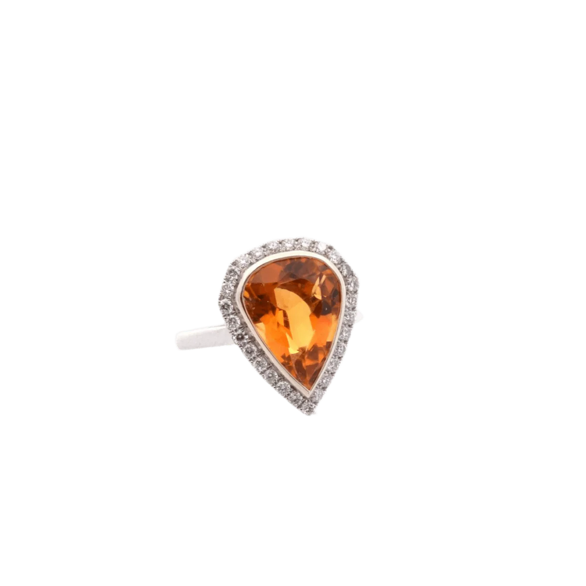 Bague en or blanc, citrine et diamants - Image 4