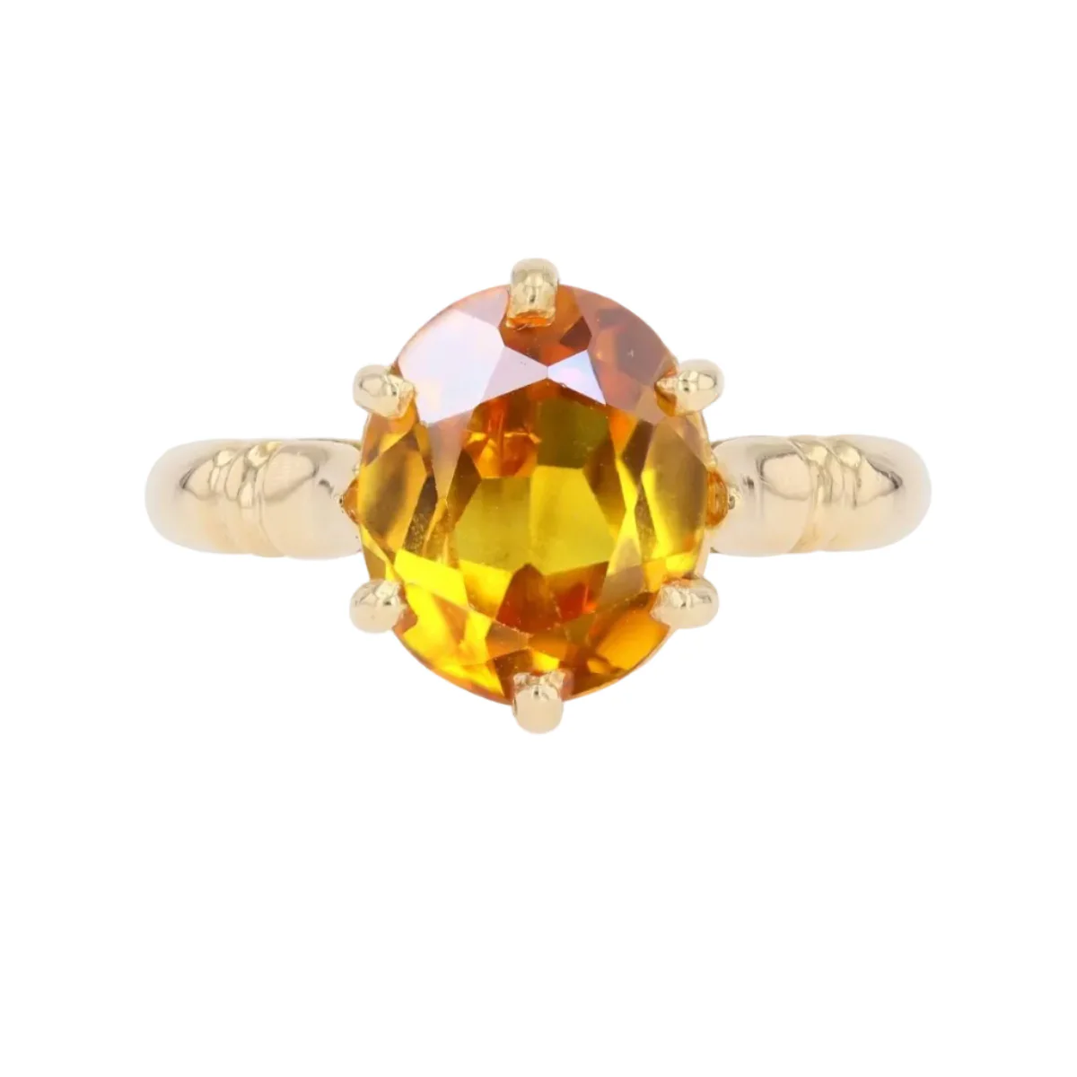 Bague Solitaire en or jaune et citrine
