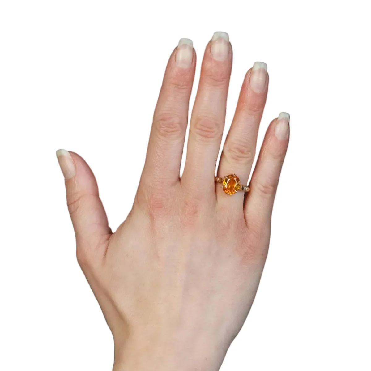Bague Solitaire en or jaune et citrine - Image 2