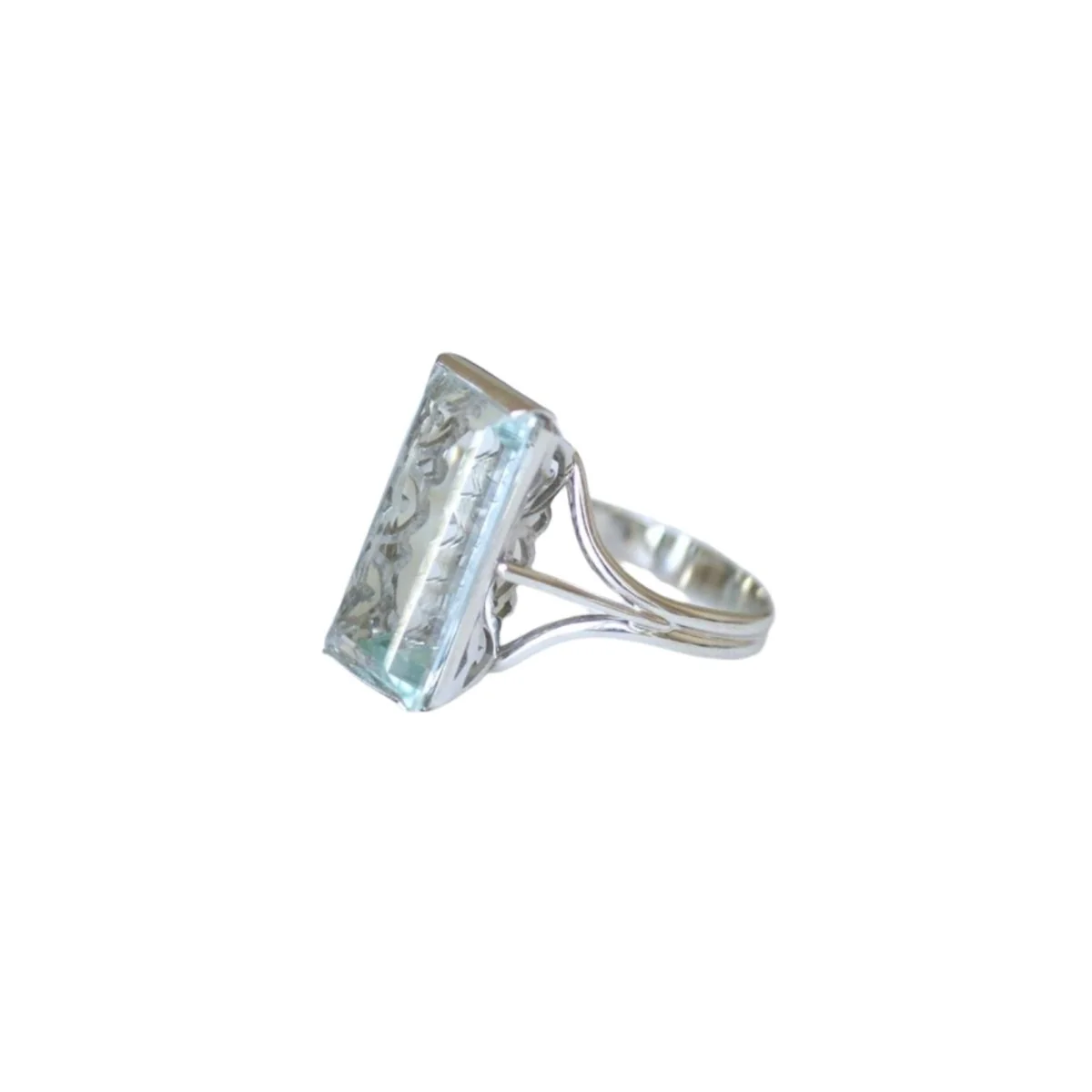 Bague Cocktail en or blanc et aigue-marine - Image 3