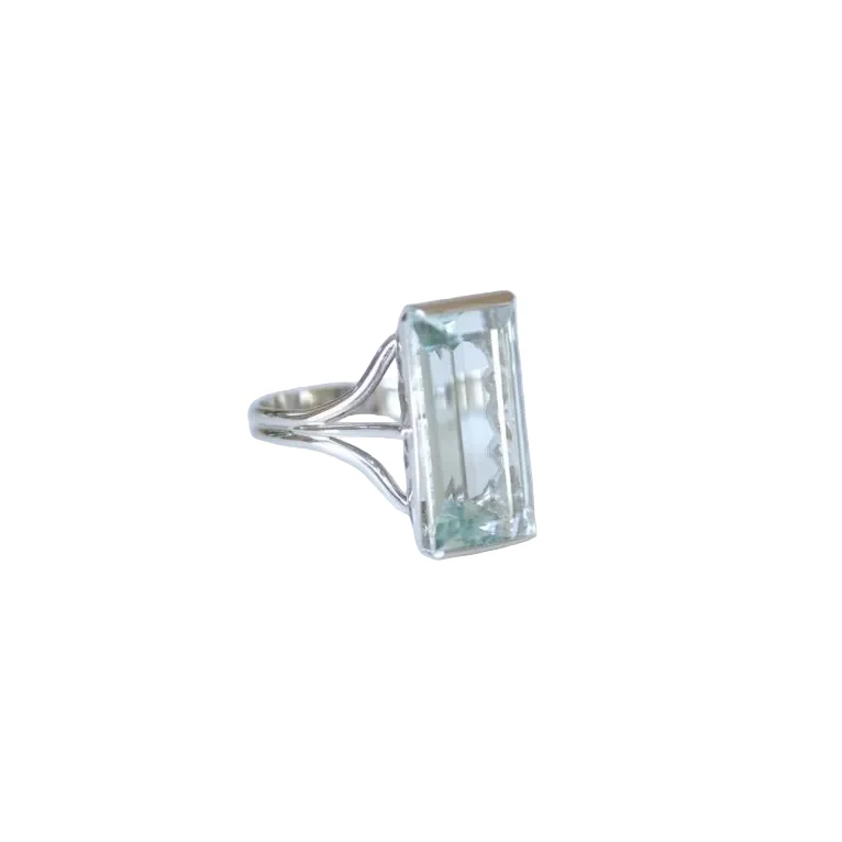 Bague Cocktail en or blanc et aigue-marine - Image 5