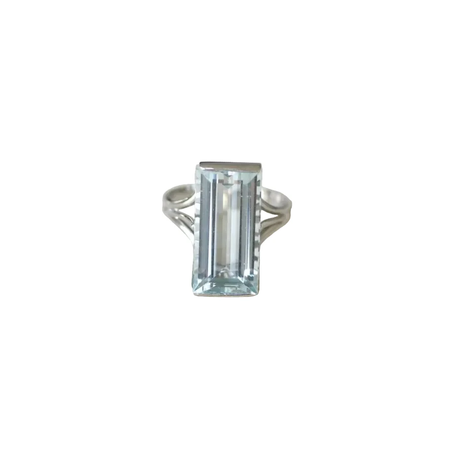 Bague Cocktail en or blanc et aigue-marine - Image 6