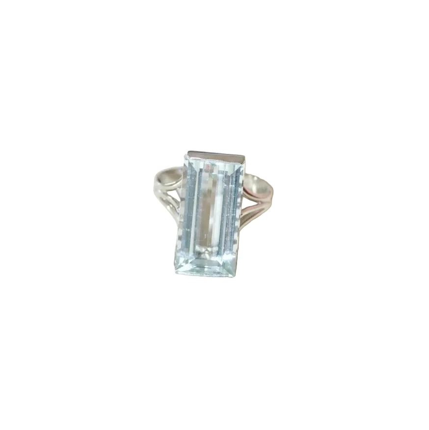 Bague Cocktail en or blanc et aigue-marine - Image 8