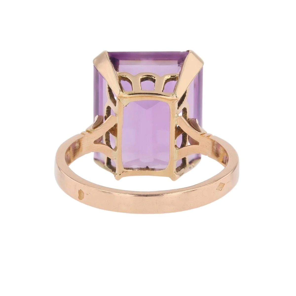 Bague Cocktail en or rose et améthyste - Image 4