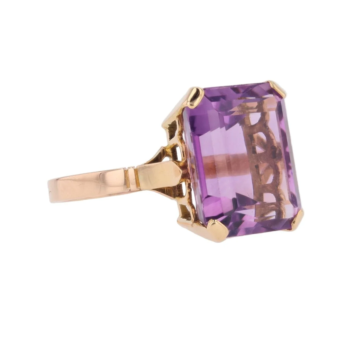 Bague Cocktail en or rose et améthyste - Image 5
