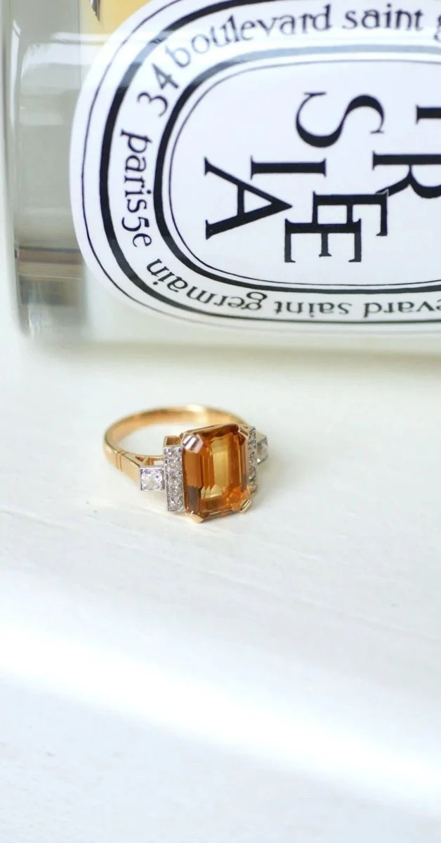 Bague cocktail citrine et diamants - Image 10