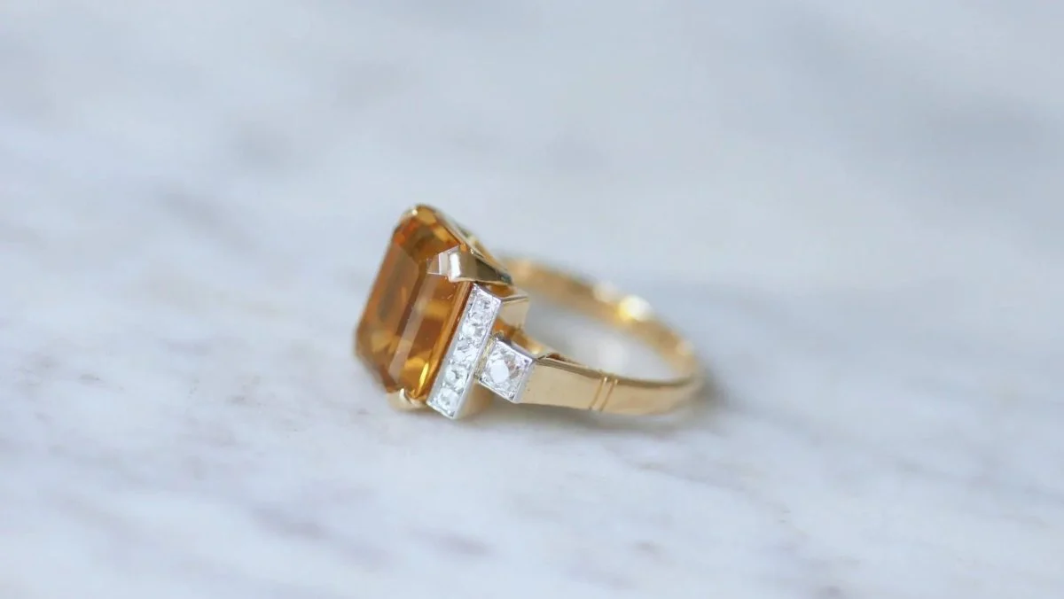 Bague cocktail citrine et diamants - Image 7