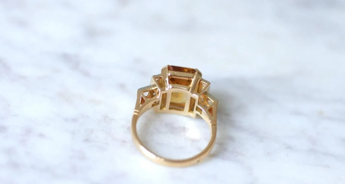 Bague cocktail citrine et diamants - Image 9