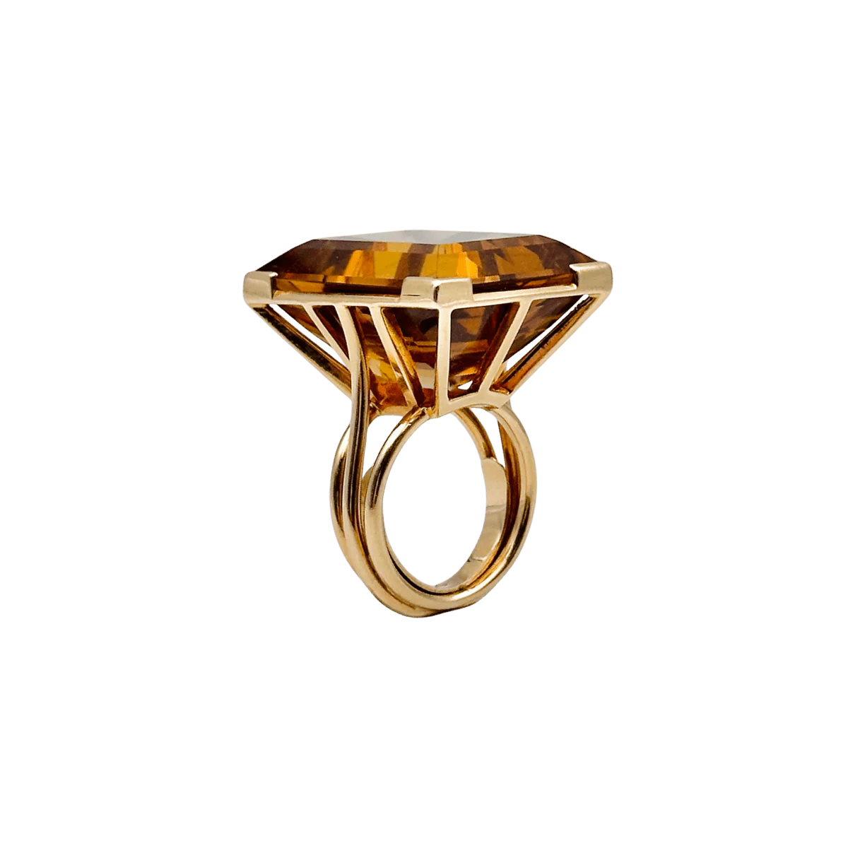 Bague Cocktail en or jaune et citrine - Image 9