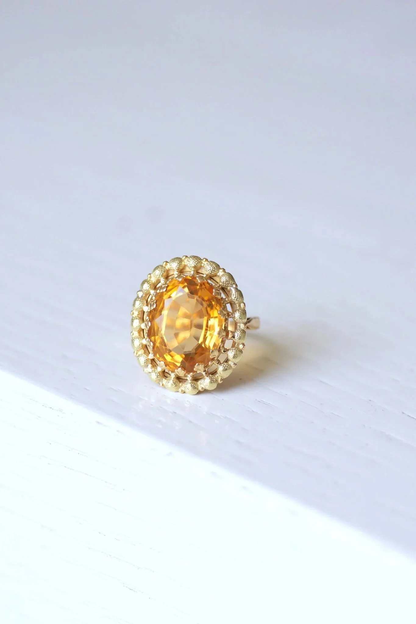Bague de cocktail ancienne citrine sur or jaune et vert 18Kt - Image 10
