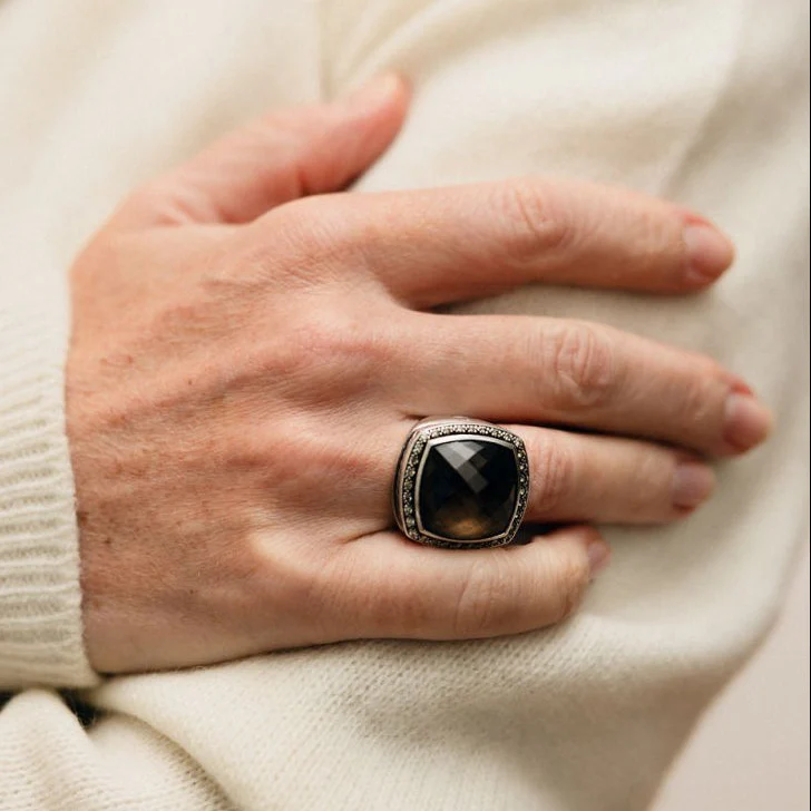 Bague Cocktail DAVID YURMAN "Albion" en argent, quartz et diamants - Image 2
