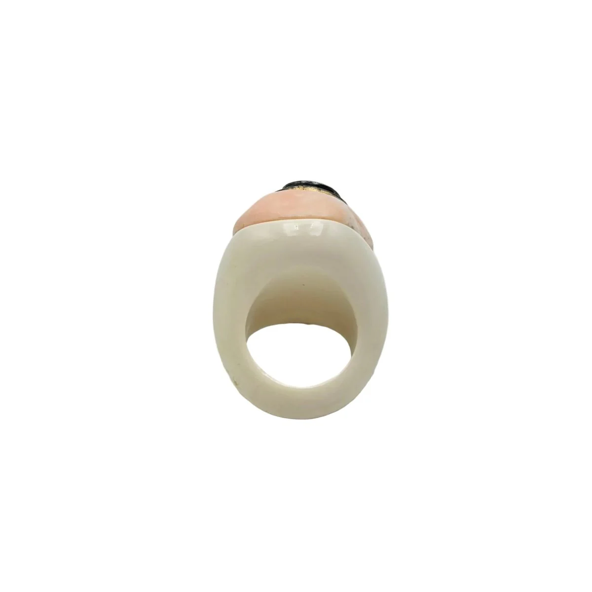 Bague Cocktail en résine, corail et diamants - Image 6