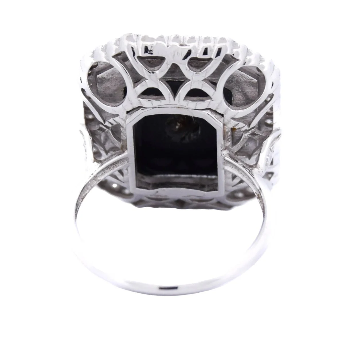 Bague Cocktail en or blanc, onyx et diamants - Image 5