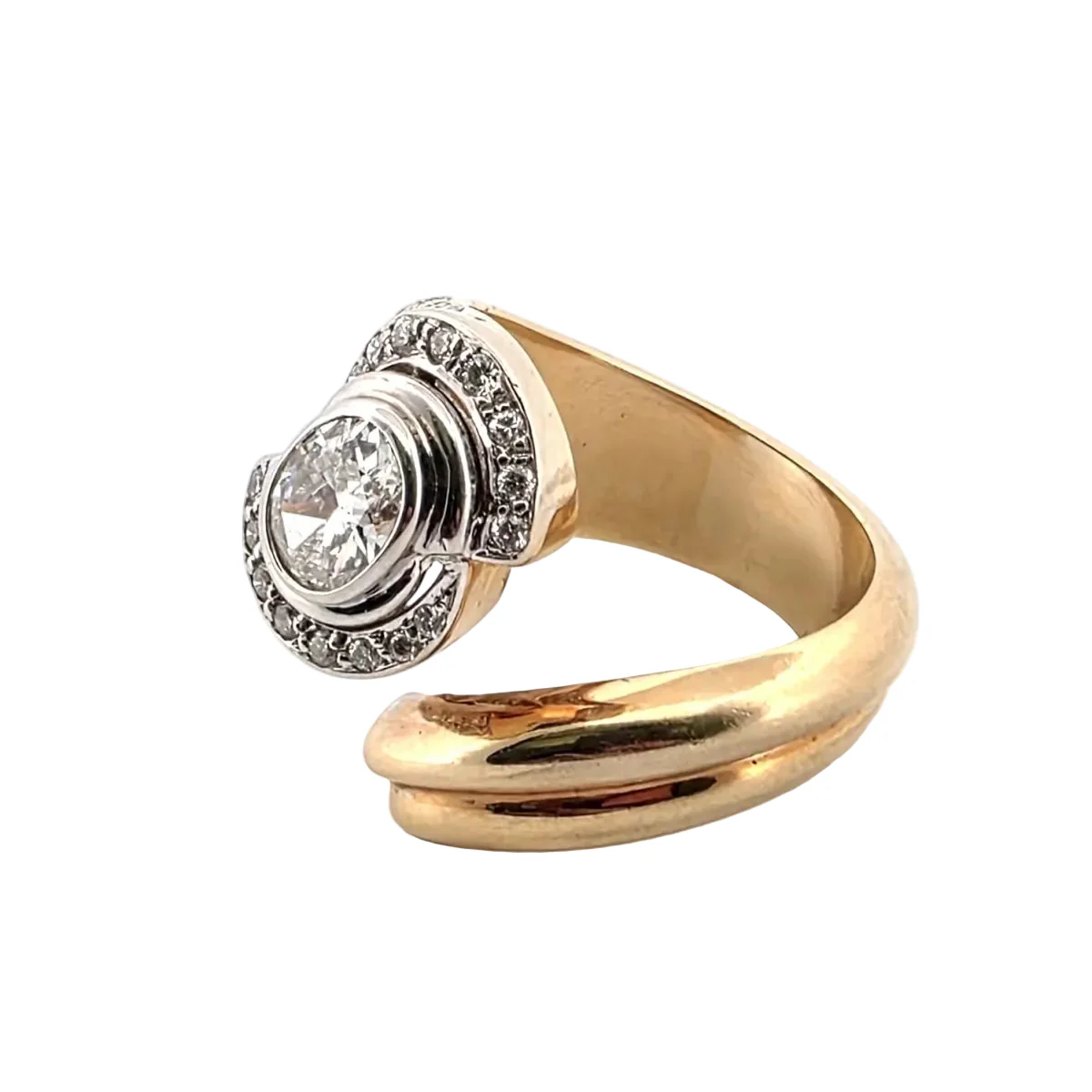 Bague Cocktail en or blanc, or jaune et diamants - Image 3