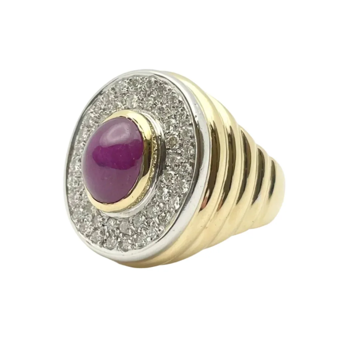 Bague Cocktail en or blanc, or jaune, rubis et diamants - Image 6