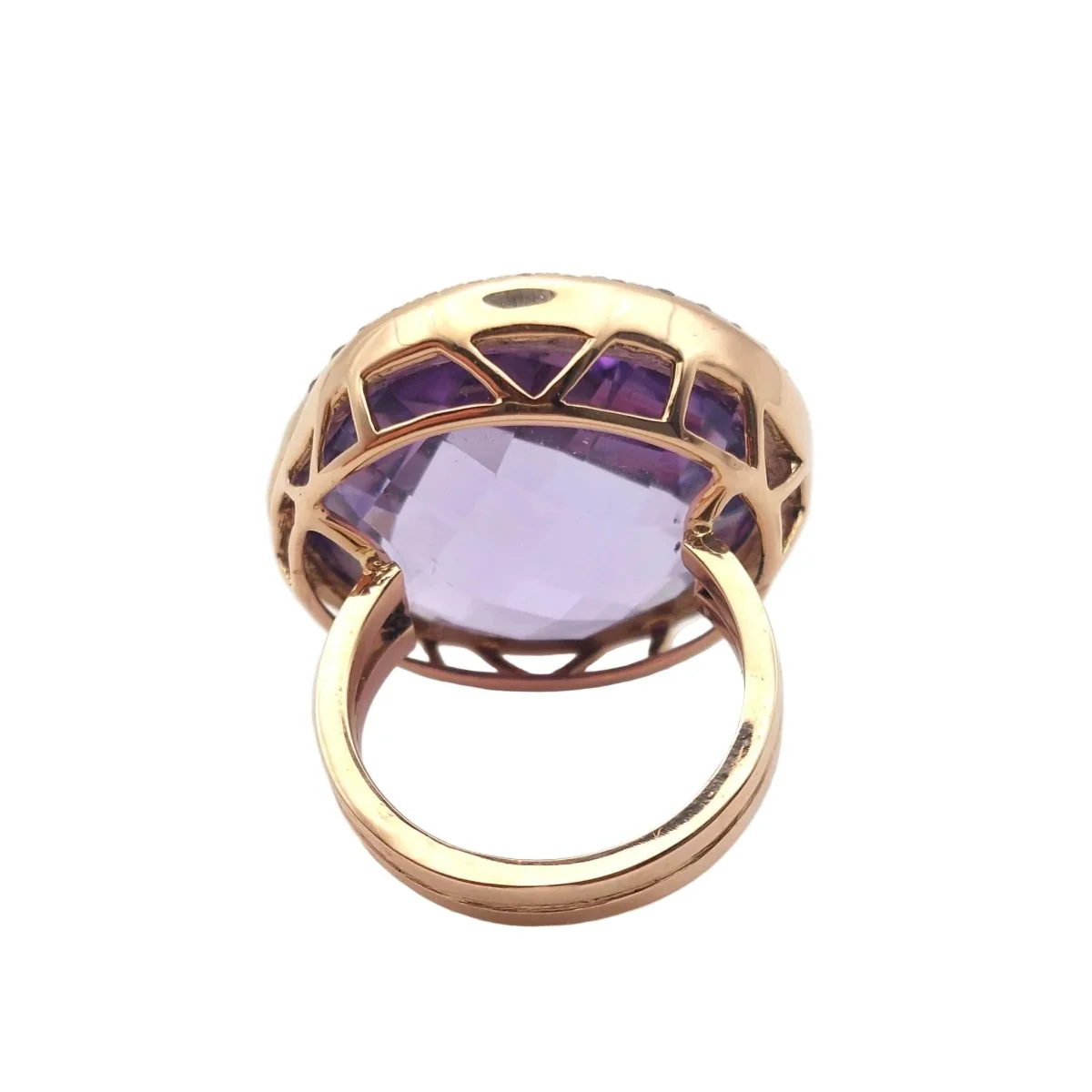 Bague Cocktail en or blanc, or rose, améthyste et diamants - Image 5