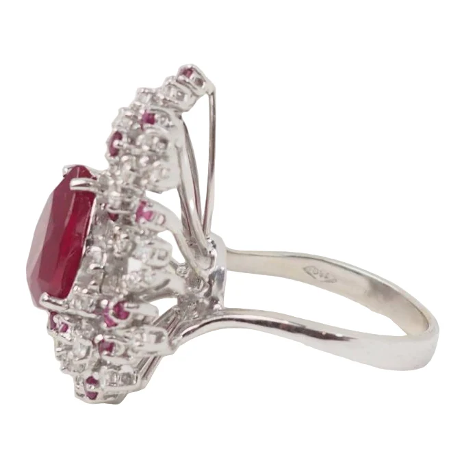 Bague cocktail en or blanc, rubis et diamants - Image 8