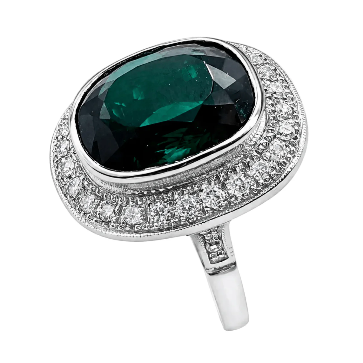 Bague Cocktail en or blanc, tourmaline et diamants - Image 3