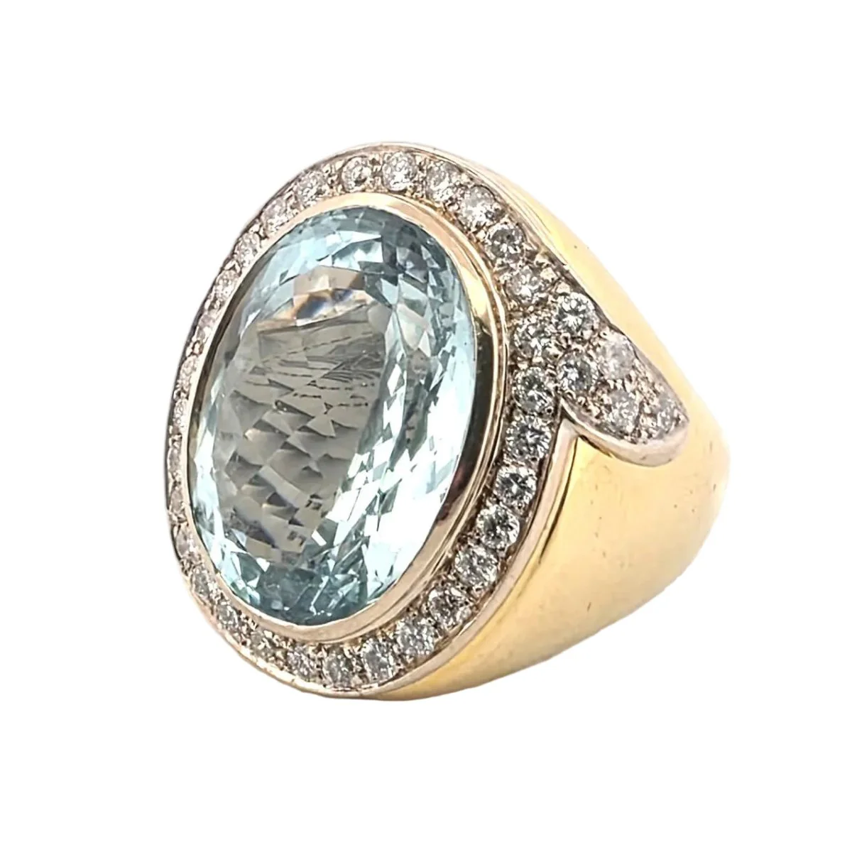 Bague Cocktail en or jaune, aigue-marine et diamants - Image 3