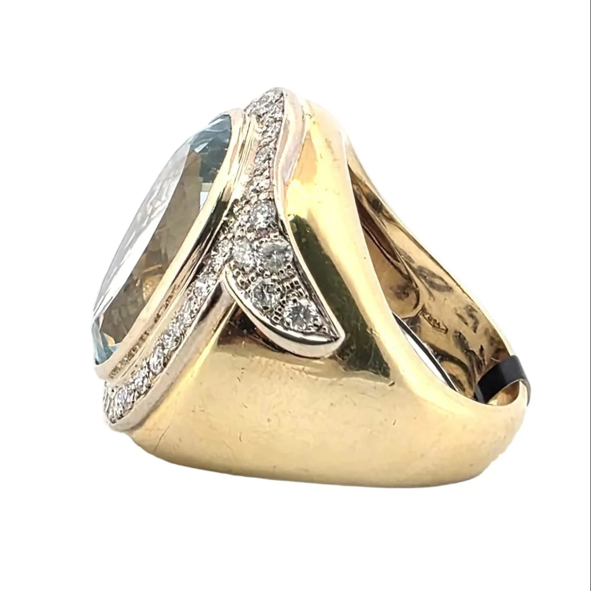 Bague Cocktail en or jaune, aigue-marine et diamants - Image 4