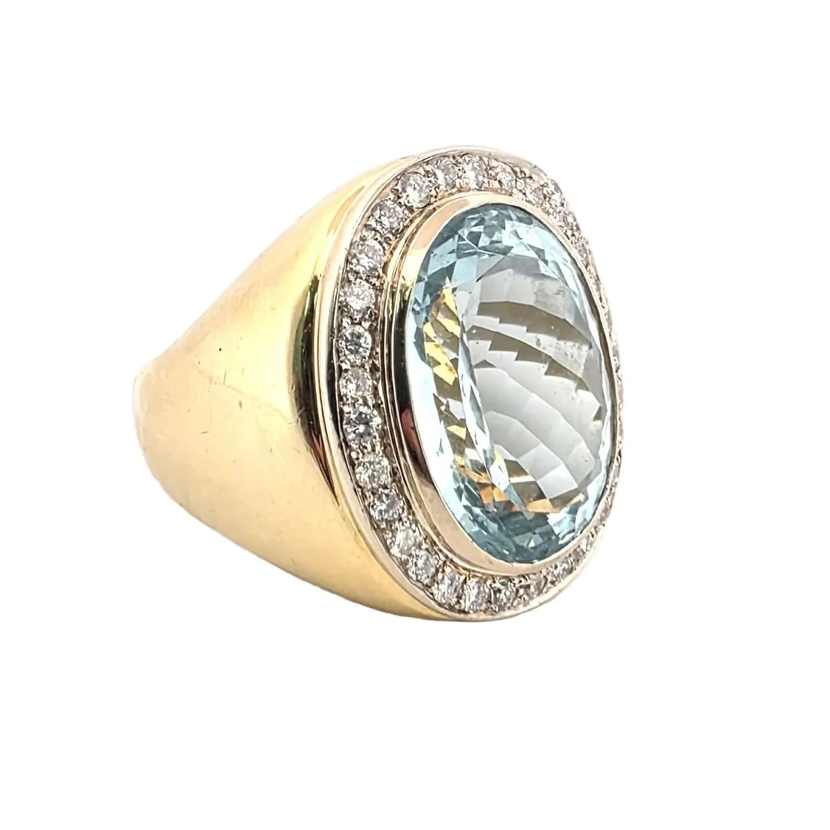 Bague Cocktail en or jaune, aigue-marine et diamants - Image 6