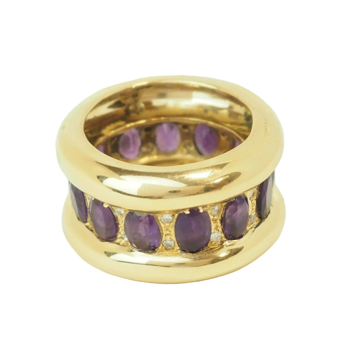 Bague Cocktail en or jaune, améthystes et diamants - Image 3
