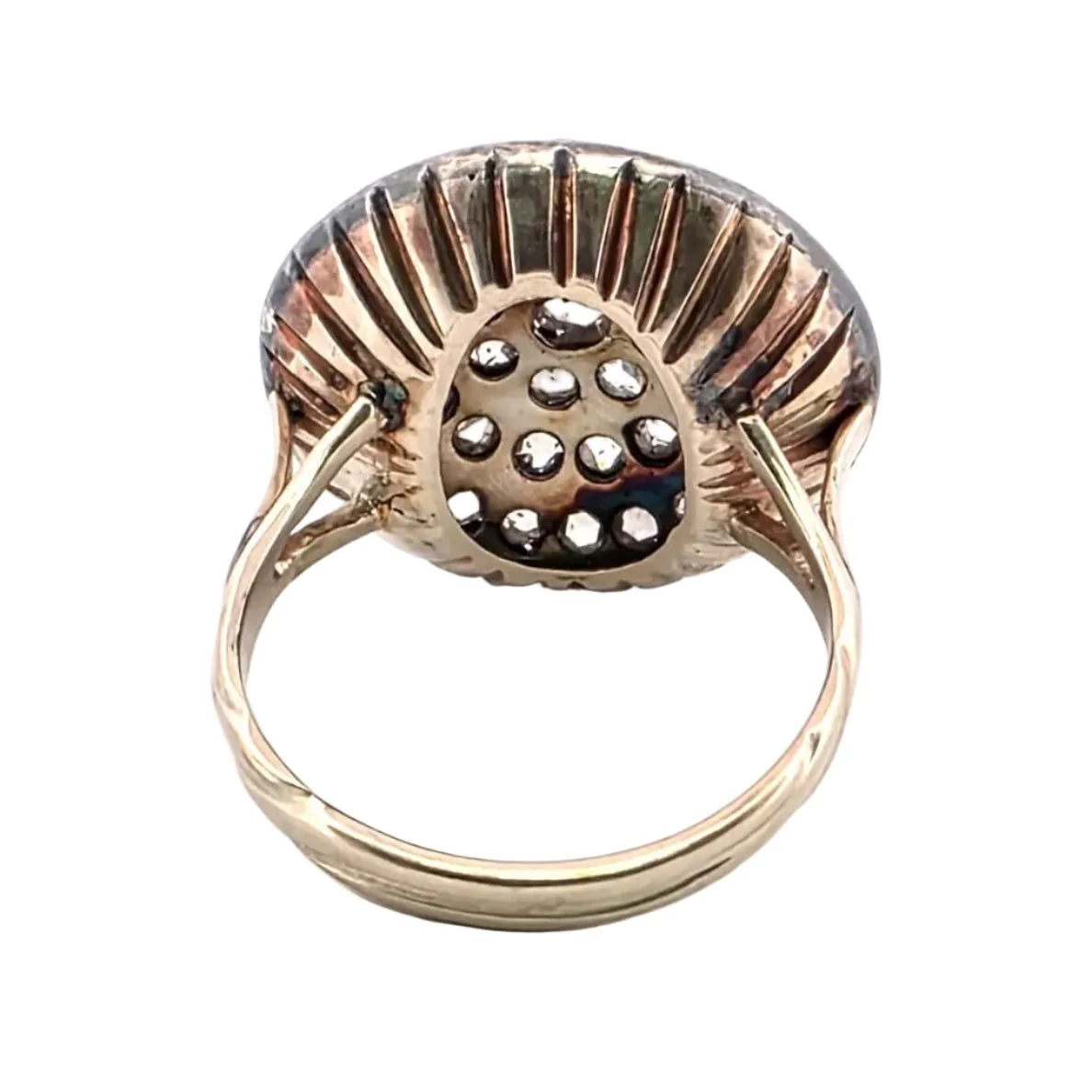 Bague Cocktail en or jaune, argent et diamants - Image 4