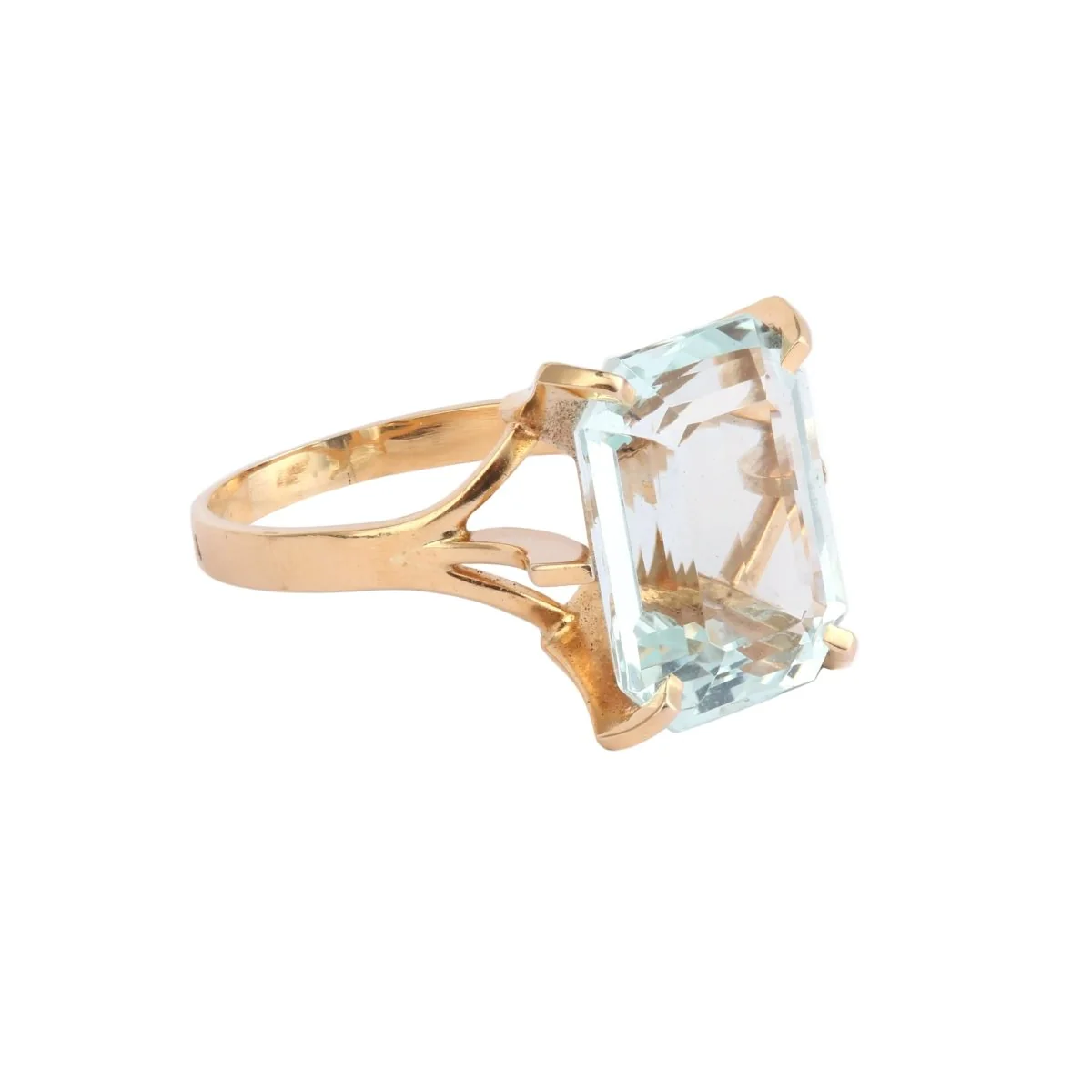 Bague Cocktail en or jaune et aigue-marine - Image 3