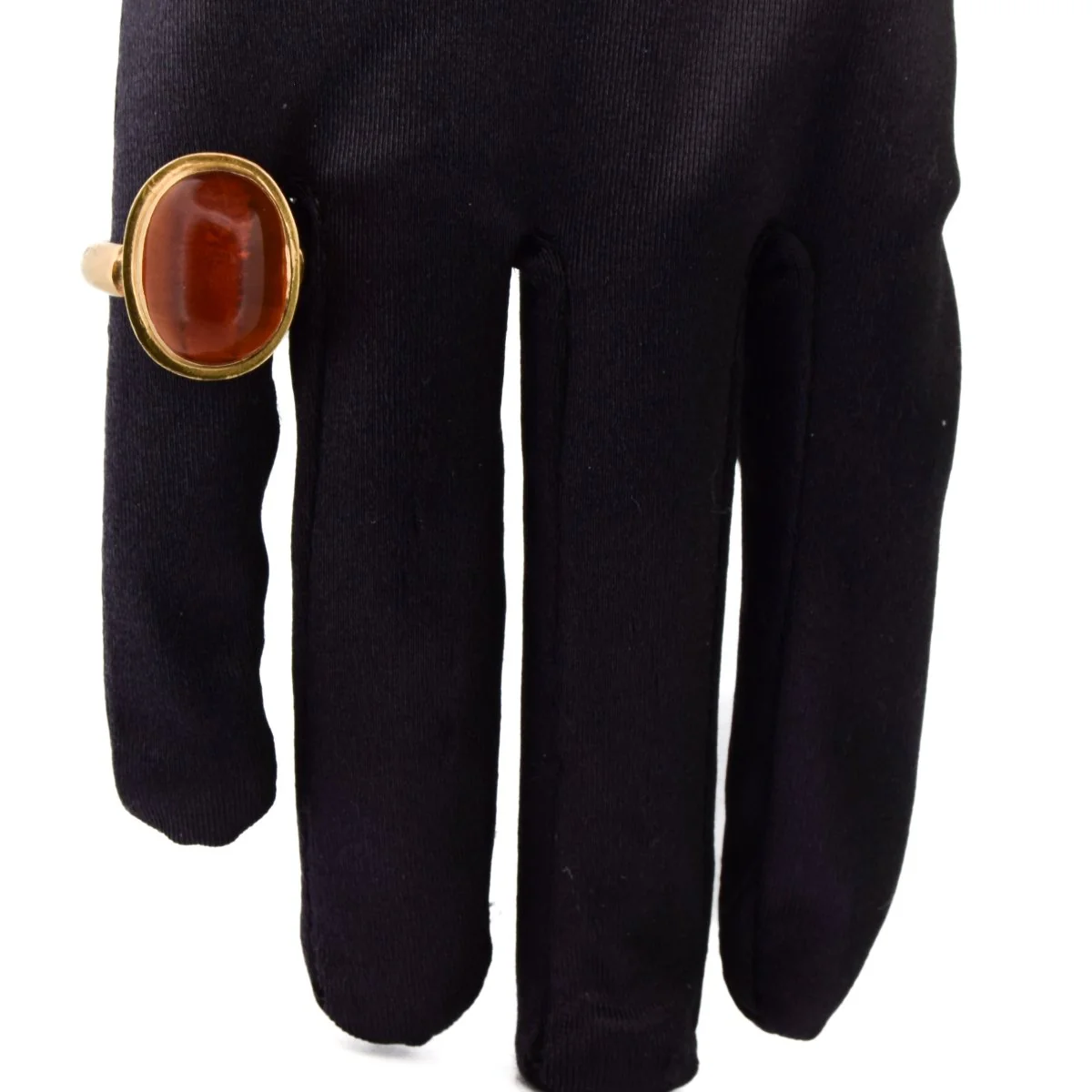 Bague Cocktail en or jaune et ambre - Image 2