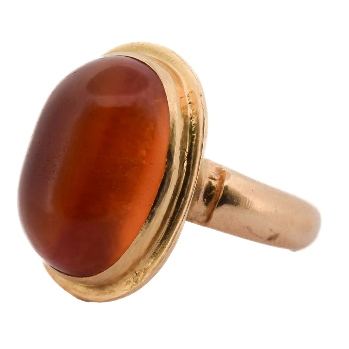 Bague Cocktail en or jaune et ambre - Image 3